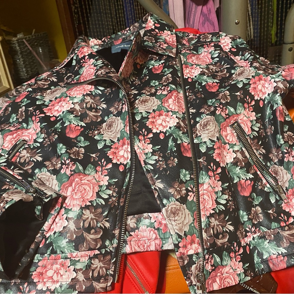 Floral Bomber Jacket in Black and Pink